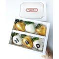 6pcs White & Gold "HBD" Chocolate Strawberries Gift Box